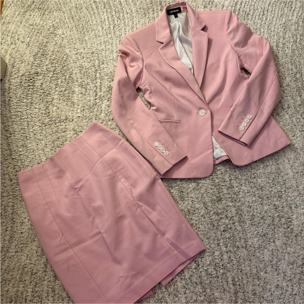 Express Light Pink Blazer and Skirt Set
